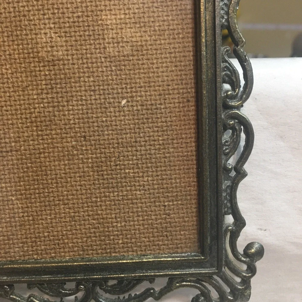 Miniature Antique Art Nouveau Gold Ornate Metal Wall Decor Frame 3 1/2 x 3